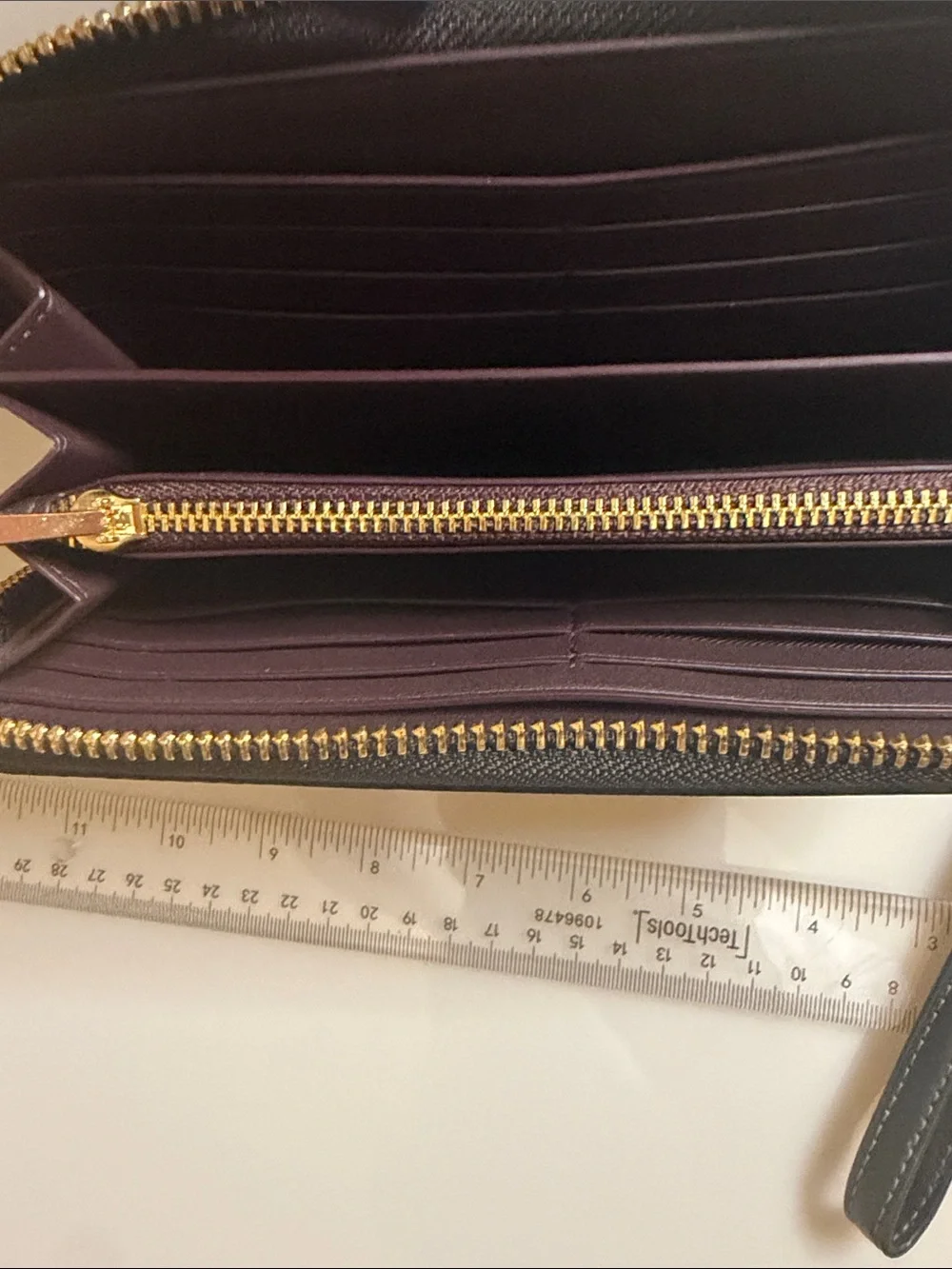 Coach Black Leather Zip Wallet with Gold Logo